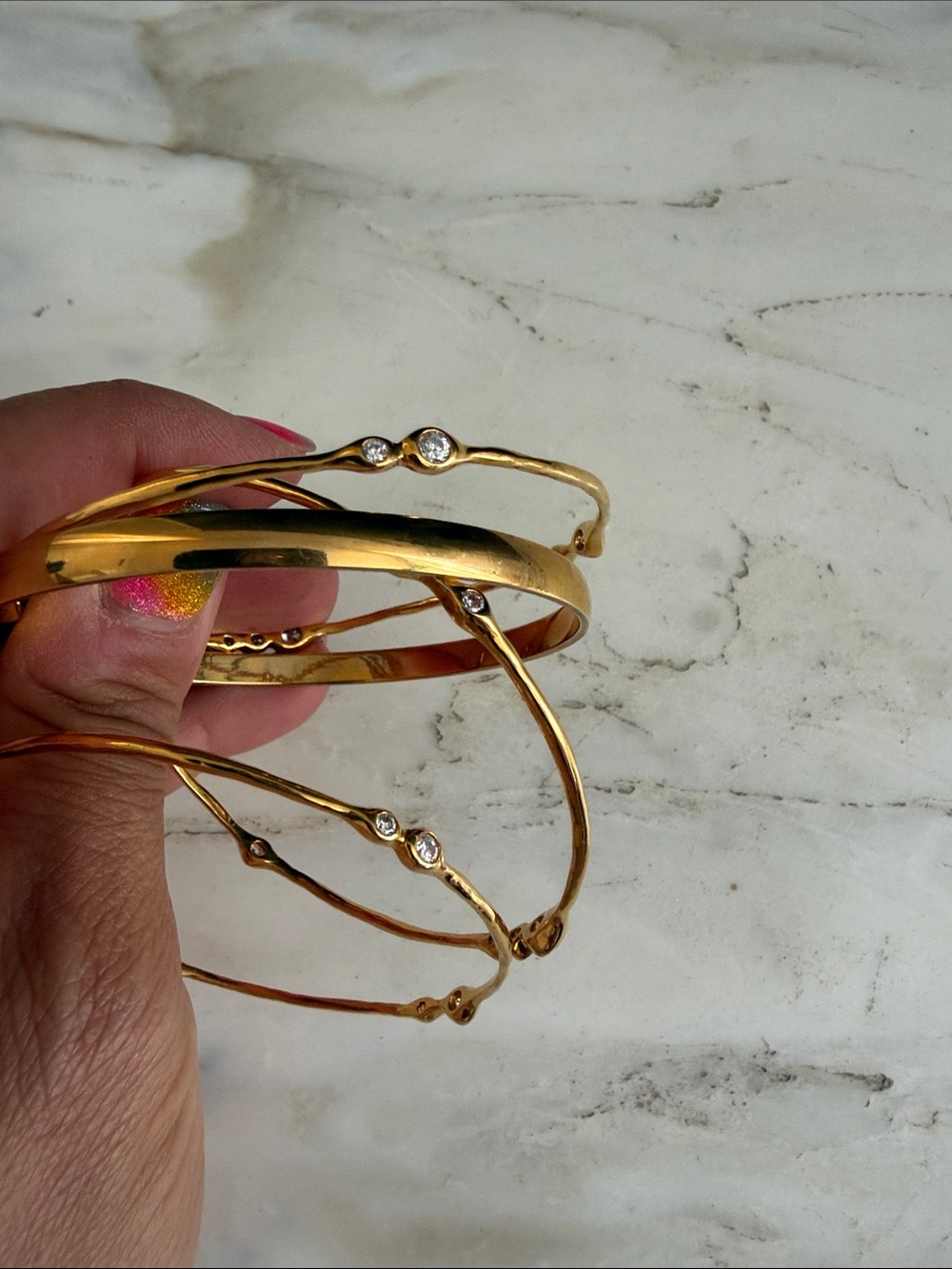 J. Crew Gold-Tone Crystal Accent Bangle Trio - Picture 3 of 4
